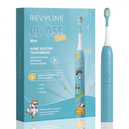 Детская электрическая звуковая зубная щетка Revyline RL 055 Kids, голубая