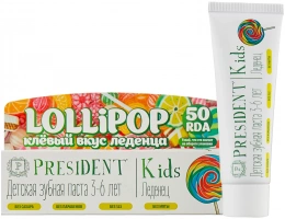 Зубная паста PRESIDENT kids 3-6 Со вкусом леденца 