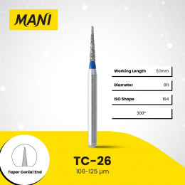Боры алмазные,TC-26,(синие)  MANI, упак(5шт)