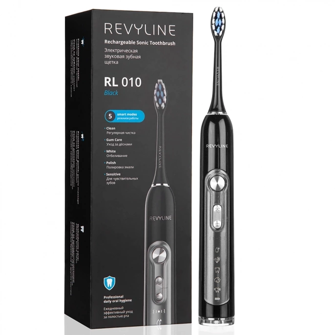 Электрическая звуковая зубная щетка Revyline RL 010, черная