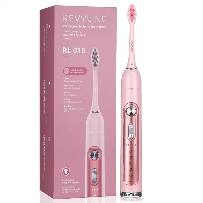 Электрическая звуковая зубная щетка Revyline RL 010, розовая