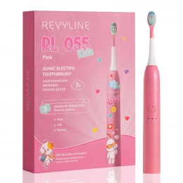 Детская электрическая звуковая зубная щетка Revyline RL 055 Kids, розовая