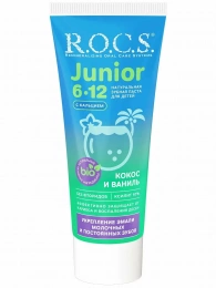 Зубная паста R.O.C.S. Junior Кокос и ваниль от 6-12 лет 74 г.