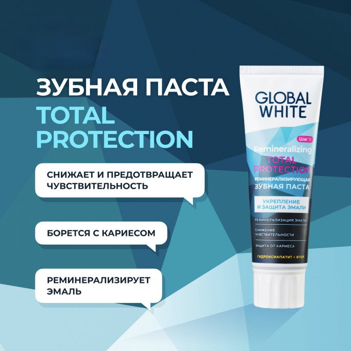 Зубная паста GLOBAL WHITE реминерализирующая 100 г