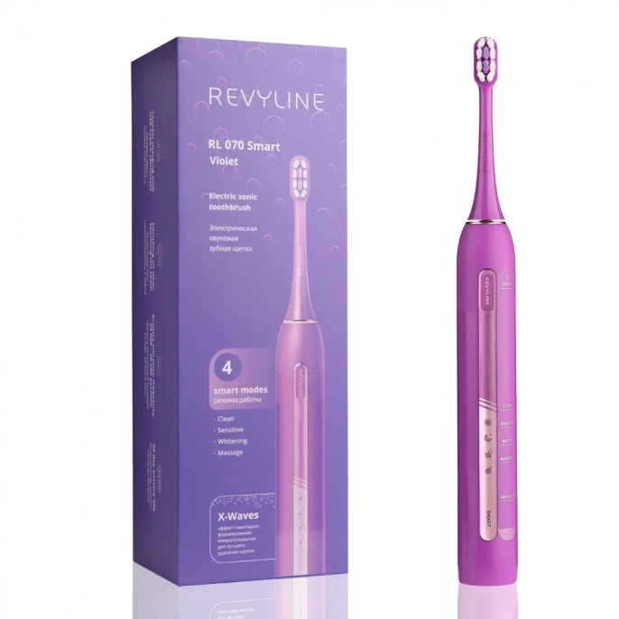 Электрическая звуковая зубная щетка Revyline RL 070, фиолетовая 