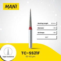 Боры алмазные,TC-SS21F,(красные) MANI, упак(5шт)
