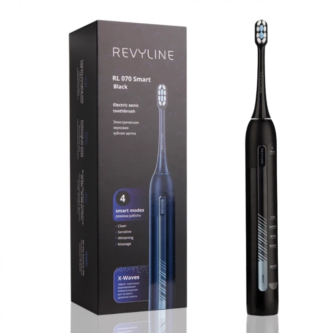 Электрическая звуковая зубная щетка Revyline RL 070, чёрная 