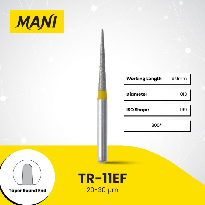 Боры алмазные,TR-11EF(желтые), MANI, упак(5шт)