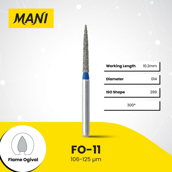 Боры алмазные,FO-11(синие), MANI, упак(5шт)