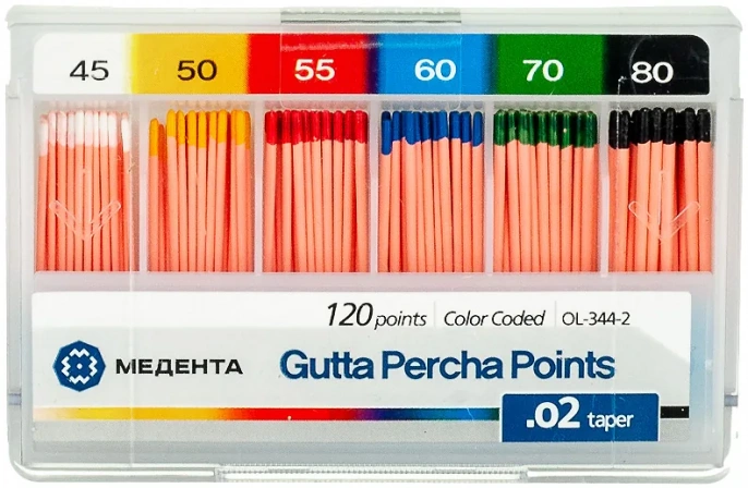 Гуттаперчевые штифты (120 шт.) МЕТА №45-80