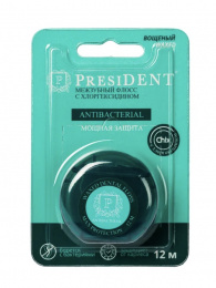  Межзубной флосс PRESIDENT с хлоргекседином 12м