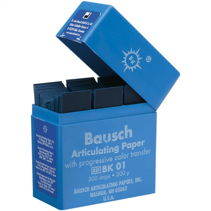 Bauch  Артикуляционная бумага  200 микрон  пластиковый бокс (синий) BK 01