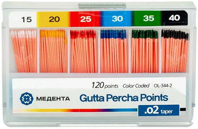 Гуттаперчевые штифты (120 шт.) МЕТА №15-40