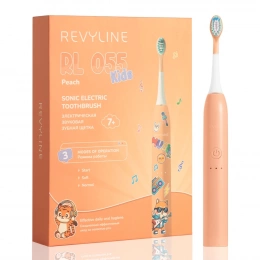 Детская электрическая звуковая зубная щетка Revyline RL 055 Kids, персик